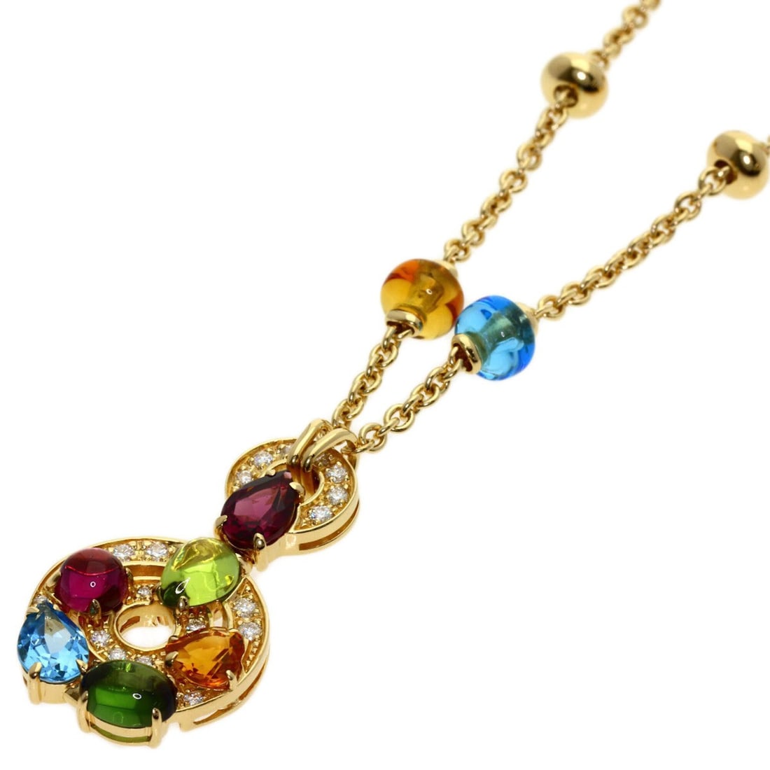 Bulgari Astrale Cerchi Multi-Stone Diamond Necklace 18K Yellow Gold Women's BVLGARI: --- Catalog ---Category: SizePendant Size: 31.9mm x 17.8mm / 1.25'' x 0.7''Neck Circumference: 47 cm / 18.5''Category: DesignGender: WomenMaterial: Yellow gold (18K)Necklace Type: NecklaceCategory: Ge