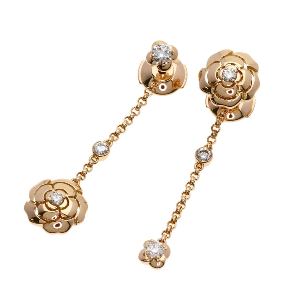 Chanel Camellia Asymmetrical Transformable Diamond Earrings, 18K Pink Gold, Women's CHANEL: --- Catalog ---Category: DesignType: Drop earringsGender: WomenMaterial: Pink gold (18K)Category: GeneralBrand: Chanel--- Item List ---Section: ConditionRanking: Rank SA Used - Hardly any traces of us
