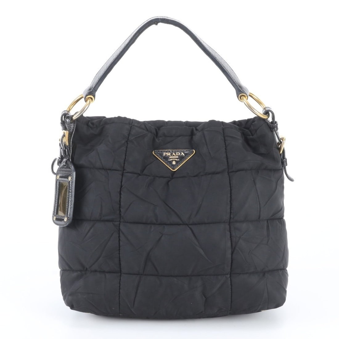 Prada Tessuto Nylon Triangle Logo Quilted Leather Shoulder Bag for Women: --- Catalog ---Category: SizeSize (HxWxD): 25cm x 29cm x 10cm / 9.84'' x 11.41'' x 3.93''Category: DesignType: Shoulder bagColor: BlackGender: WomenMaterial: Nylon , Leather Category: GeneralBrand: Pr
