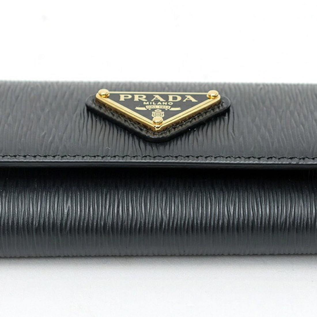 Prada Triangle Key Case 1PG222, Leather, Black - 3