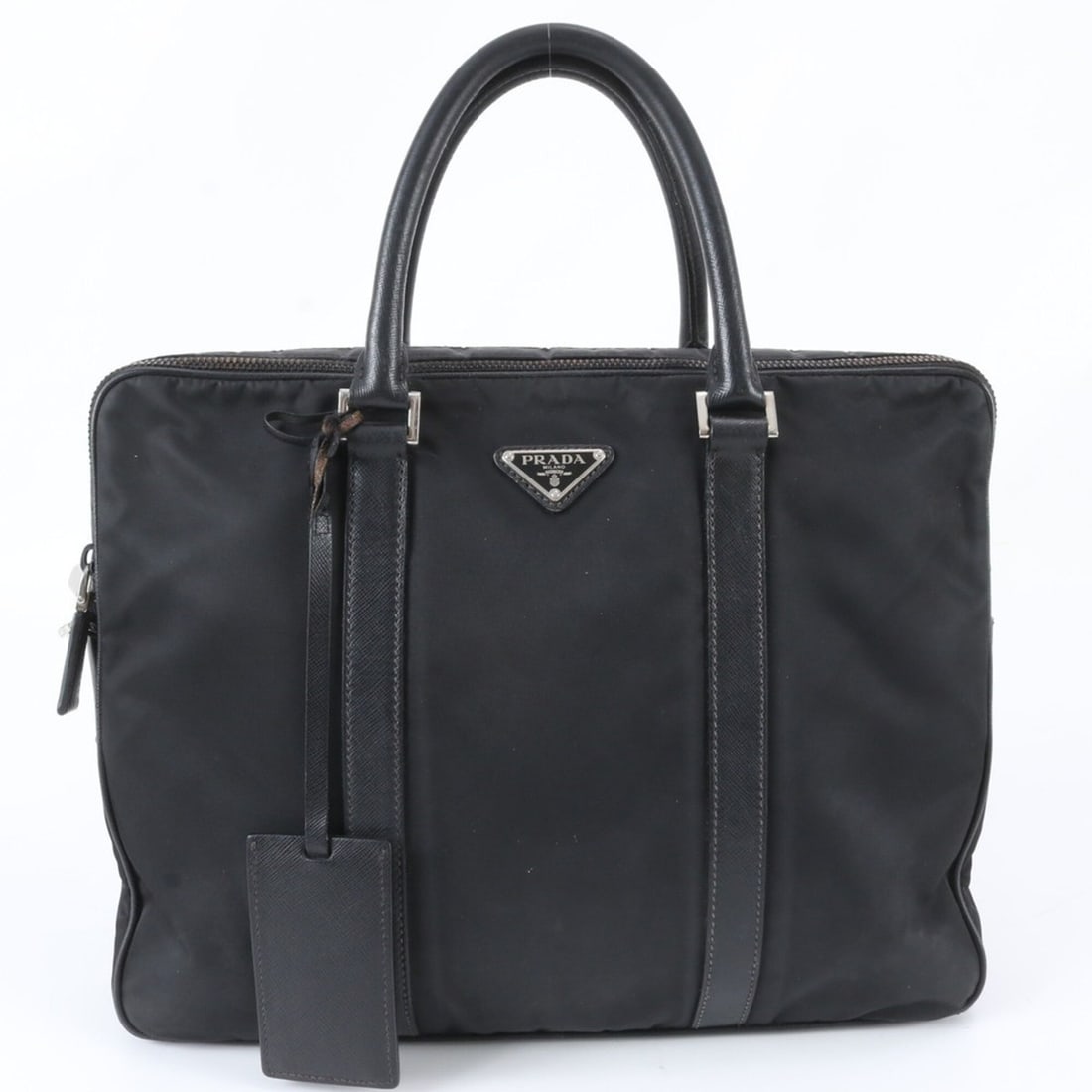 Prada Tessuto Nylon Saffiano Leather Business Bag Tote Black Men's: --- Catalog ---Category: SizeSize (HxWxD): 27cm x 34cm x 7cm / 10.62'' x 13.38'' x 2.75''Category: DesignType: Tote bagColor: BlackGender: MenMaterial: Nylon Category: GeneralBrand: Prada--- Item List