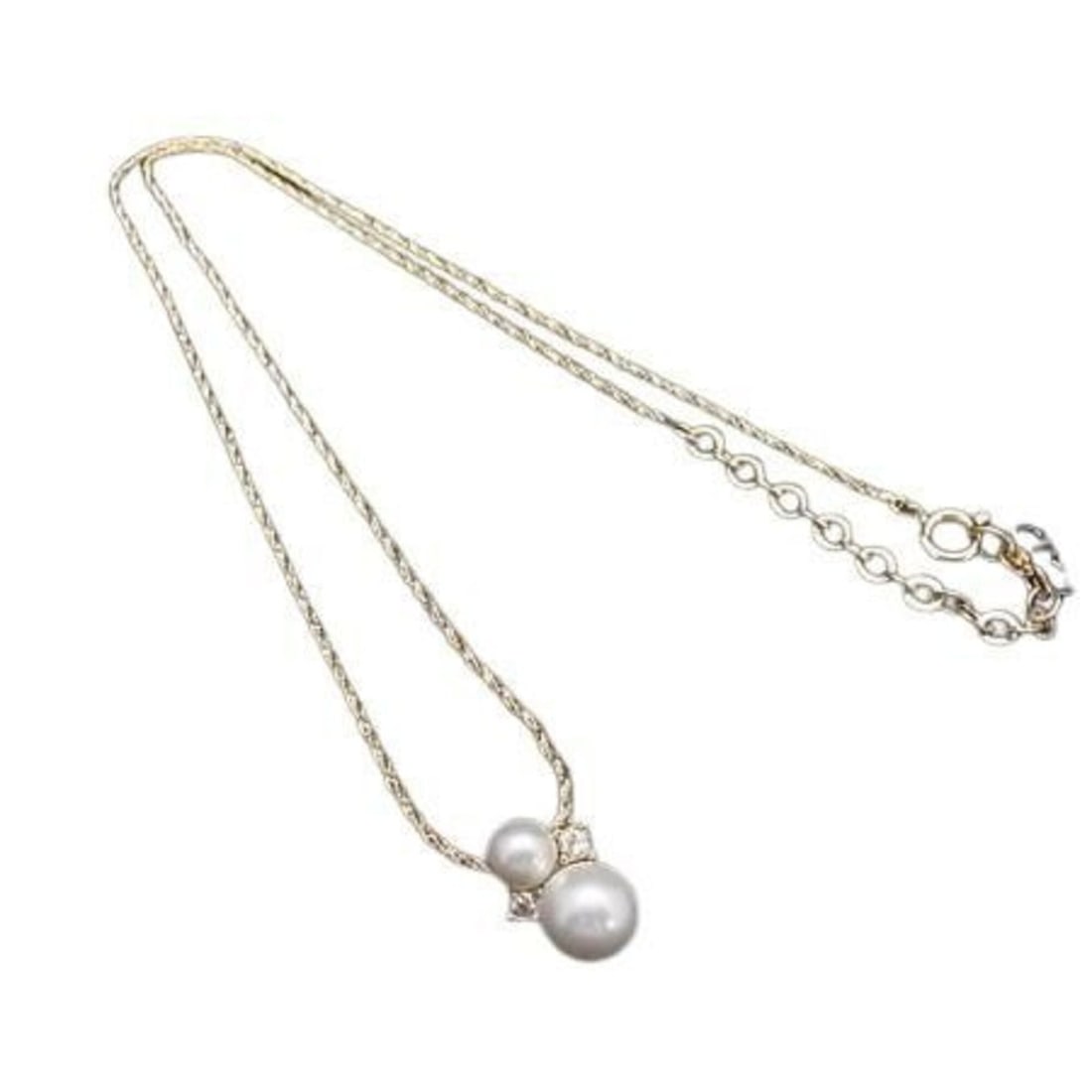 Christian Dior necklace, gold metal, faux pearl, rhinestone, women's.