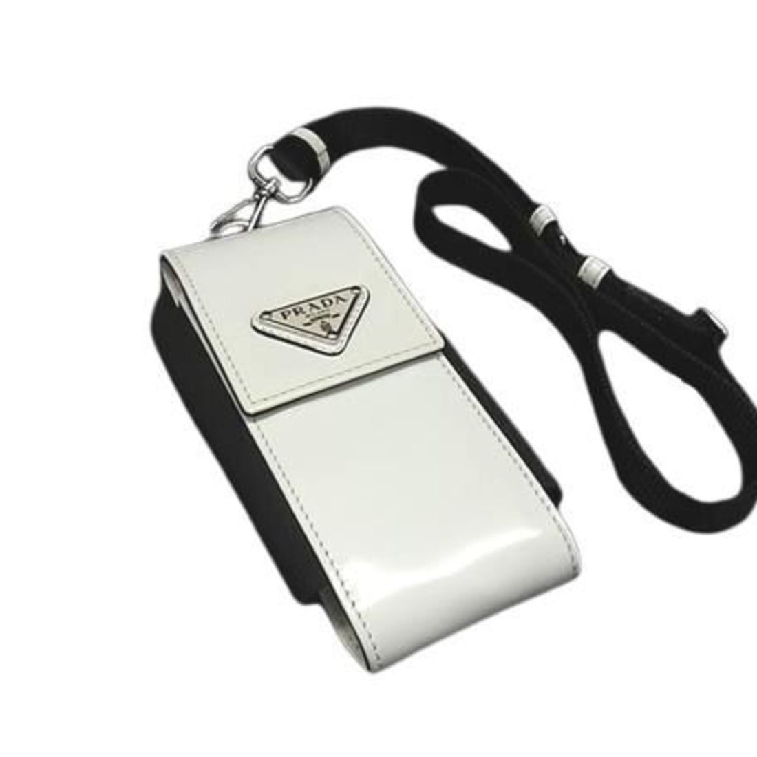 PRADA Mobile Phone Case Smartphone 2ZT036 BIANCO Brushed Leather Men's Women's Triangle Neck Pouch: --- Catalog ---Category: DesignType: Pouch/sleeveColor: BiancoMaterial: LeatherCategory: GeneralBrand: PradaModel: 2ZT036Country of Origin: ItalyCategory: Physical PropertiesSize (HxWxD): 14.5cm x 8.5