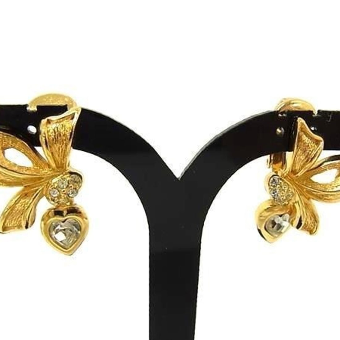 Christian Dior Earrings, Ribbon Motif, Gold Metal, Rhinestone, Women's: --- Catalog ---Category: SizeSize (HxWxD): 25.00mm x 13.00mm / 0.98'' x 0.51''Category: DesignType: Clip earringsColor: GoldStone: RhinestoneStyle: FashionGender: WomenMaterial: MetalCategory: General