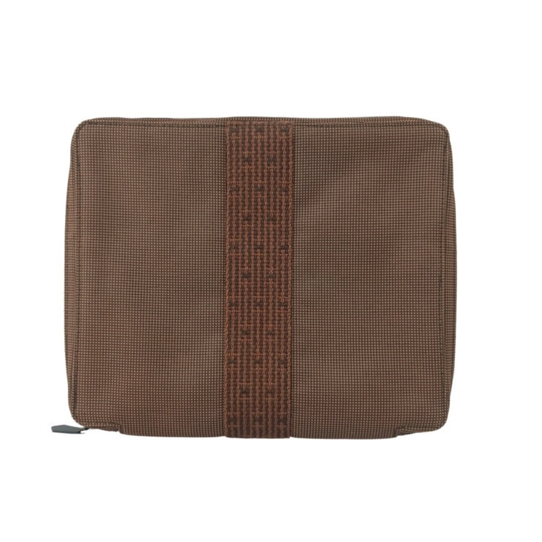 HERMES Clutch Bag, Herline Multi-Case, 101196M, Brown Canvas, Men's/Women's, Round
