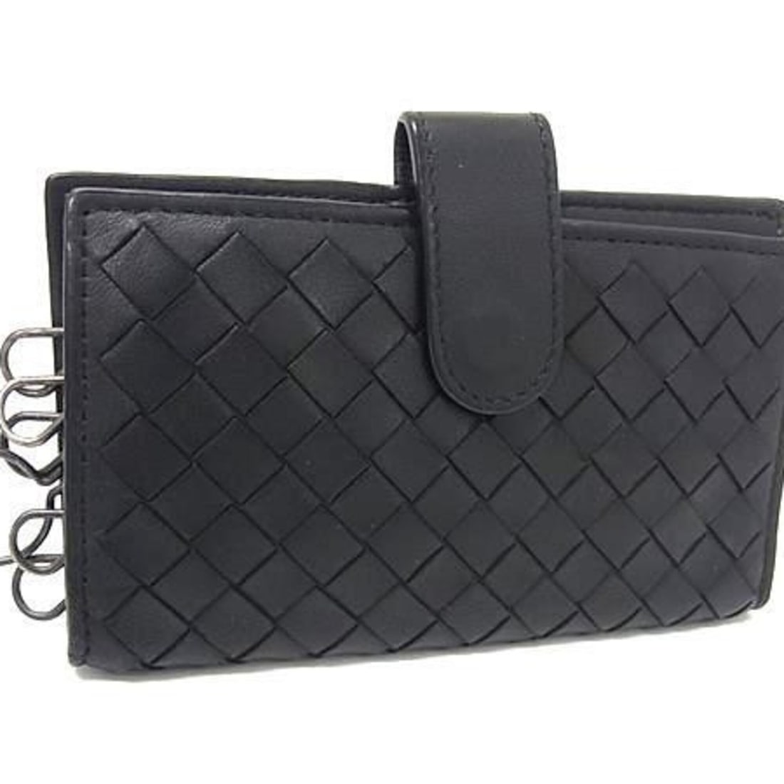 BOTTEGA VENETA Key Case Intrecciato 401823 Black Leather Men's Women's 6-Hook