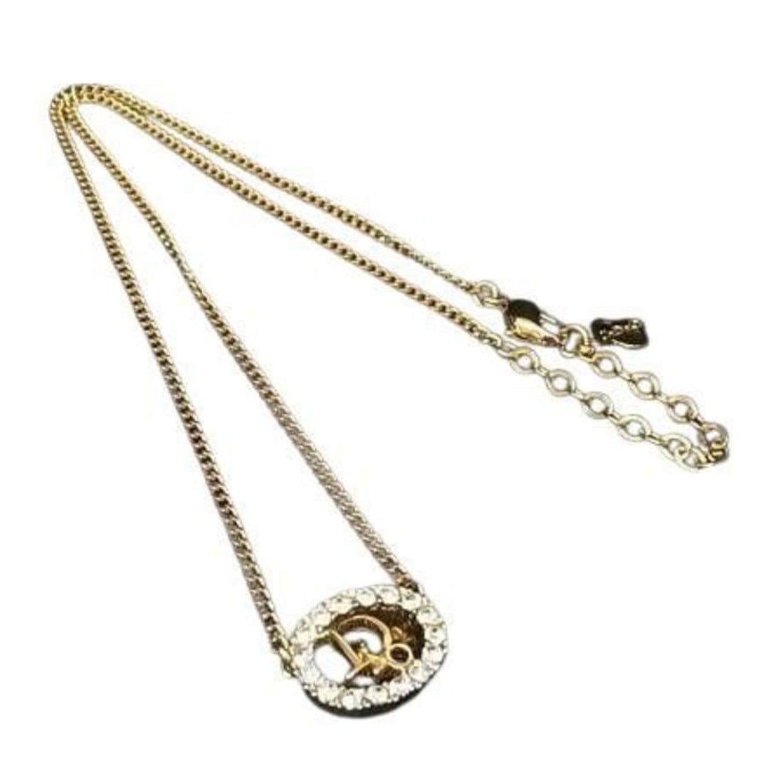Christian Dior Gold Metal Rhinestone Necklace for Women