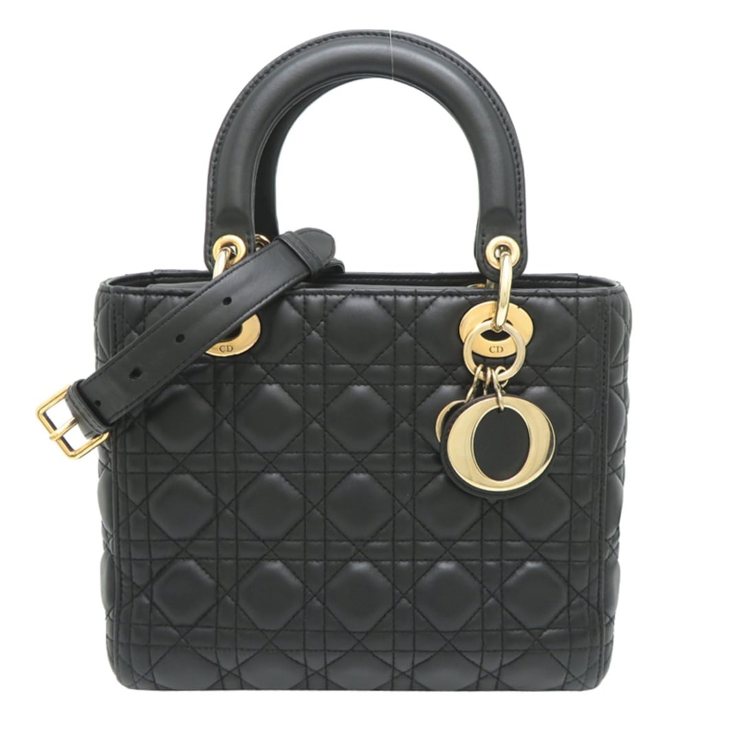 Christian Dior Lady Women's Handbag, Lambskin, Black: --- Catalog ---Category: SizeSize (HxWxD): 19.5cm x 23cm x 12cm / 7.67'' x 9.05'' x 4.72''Category: DesignType: HandbagColor: BlackGender: WomenMaterial: Leather Leather/Fur Type: LambskinCategory: Ge
