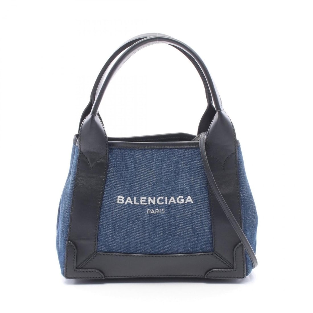 Balenciaga Navy Cabas XS 2-Way Handbag, Denim Leather, Women's, Navy/Black, 390346: --- Catalog ---Category: SizeSize (HxWxD): 20cm x 25cm x 7cm / 7.87'' x 9.84'' x 2.75''Category: DesignType: HandbagColor: Black, NavyGender: WomenMaterial: Denim , Leather Category: GeneralMPN: 39034