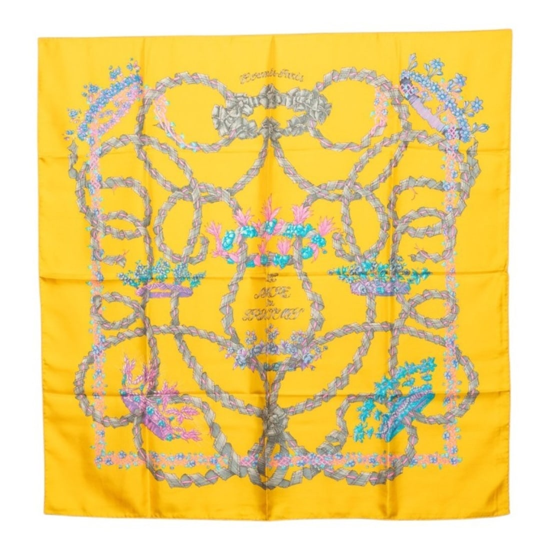 Hermes Carre 90 LE SACRE du PRINTEMPS (The Rite of Spring) Scarf/Muffler, Yellow Silk, Women's: --- Catalog ---Category: SizeSize (LxW): 89cm x 87cm / 35.03'' x 34.25''Category: DesignType: ScarfColor: YellowGender: WomenMaterial: Silk Category: GeneralBrand: Hermes--- Item List ---Section: Cond