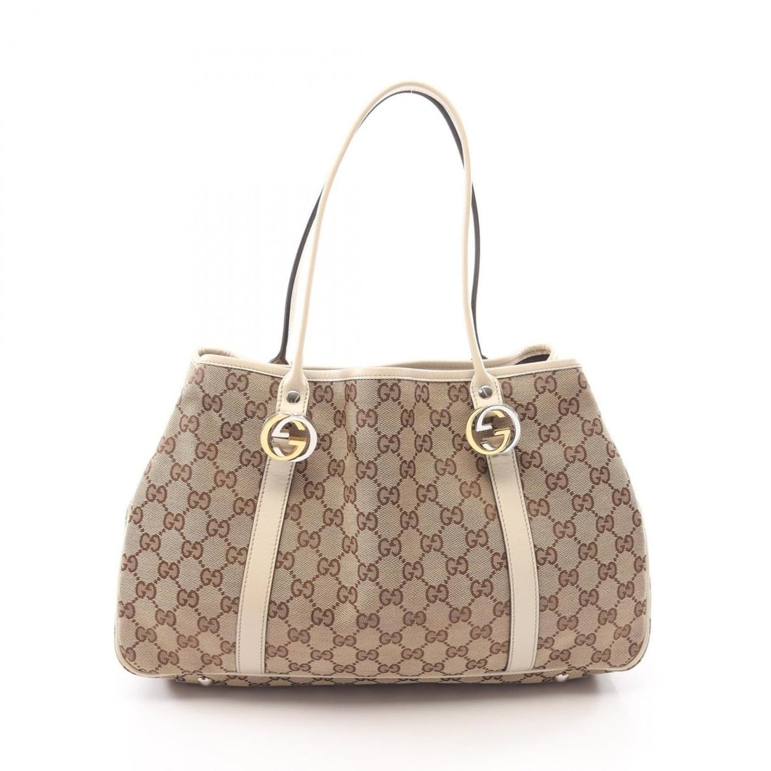 Gucci GG Twins Tote Bag/Handbag, Canvas and Leather, Women's, Beige/Ivory, Item No. 232957: --- Catalog ---Category: SizeSize (HxWxD): 23cm x 38cm x 10cm / 9.05'' x 14.96'' x 3.93''Category: DesignType: Handbag, Tote bagColor: Beige, IvoryGender: WomenMaterial: Canvas , Leather Category: Gen
