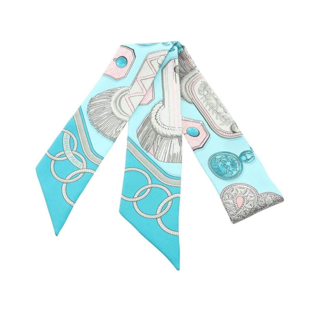 Hermes Twilly EPAULETTES Ribbon Scarf Muffler Silk Women's Blue Multicolor: --- Catalog ---Category: SizeSize (LxW): 85cm x 5cm / 33.46'' x 1.96''Category: DesignType: ScarfColor: Blue, Multi-colorGender: WomenMaterial: Silk Category: GeneralBrand: Hermes--- Item List ---Sect