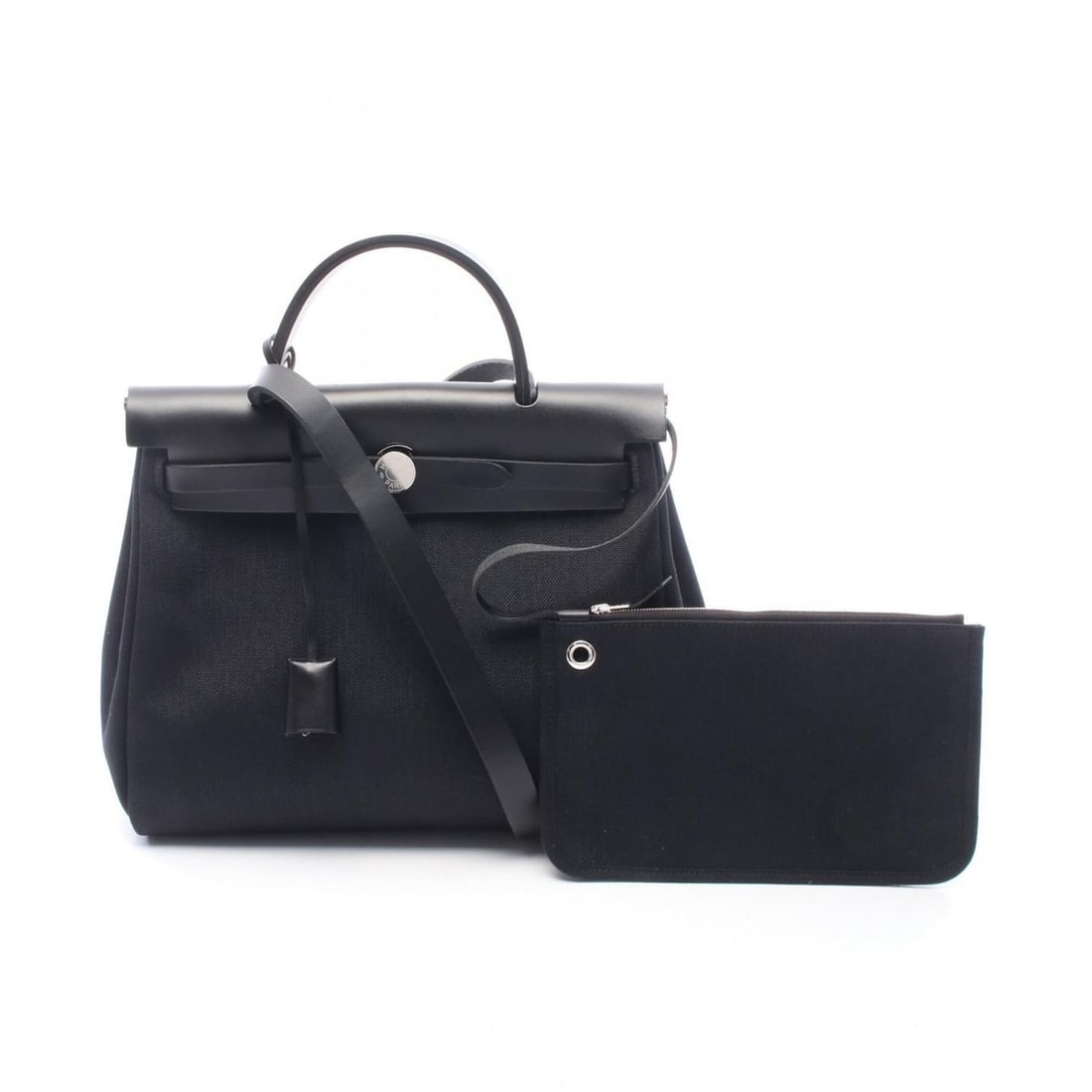 Hermes Herbag Zip PM Letourne 2-Way Handbag, Canvas and Leather, Toile Military, Vache Hunter,: --- Catalog ---Category: SizeSize (HxWxD): 24cm x 31cm x 10cm / 9.44'' x 12.2'' x 3.93''Category: DesignType: HandbagColor: BlackGender: WomenMaterial: Canvas , Leather Category: GeneralBrand: Hermes-