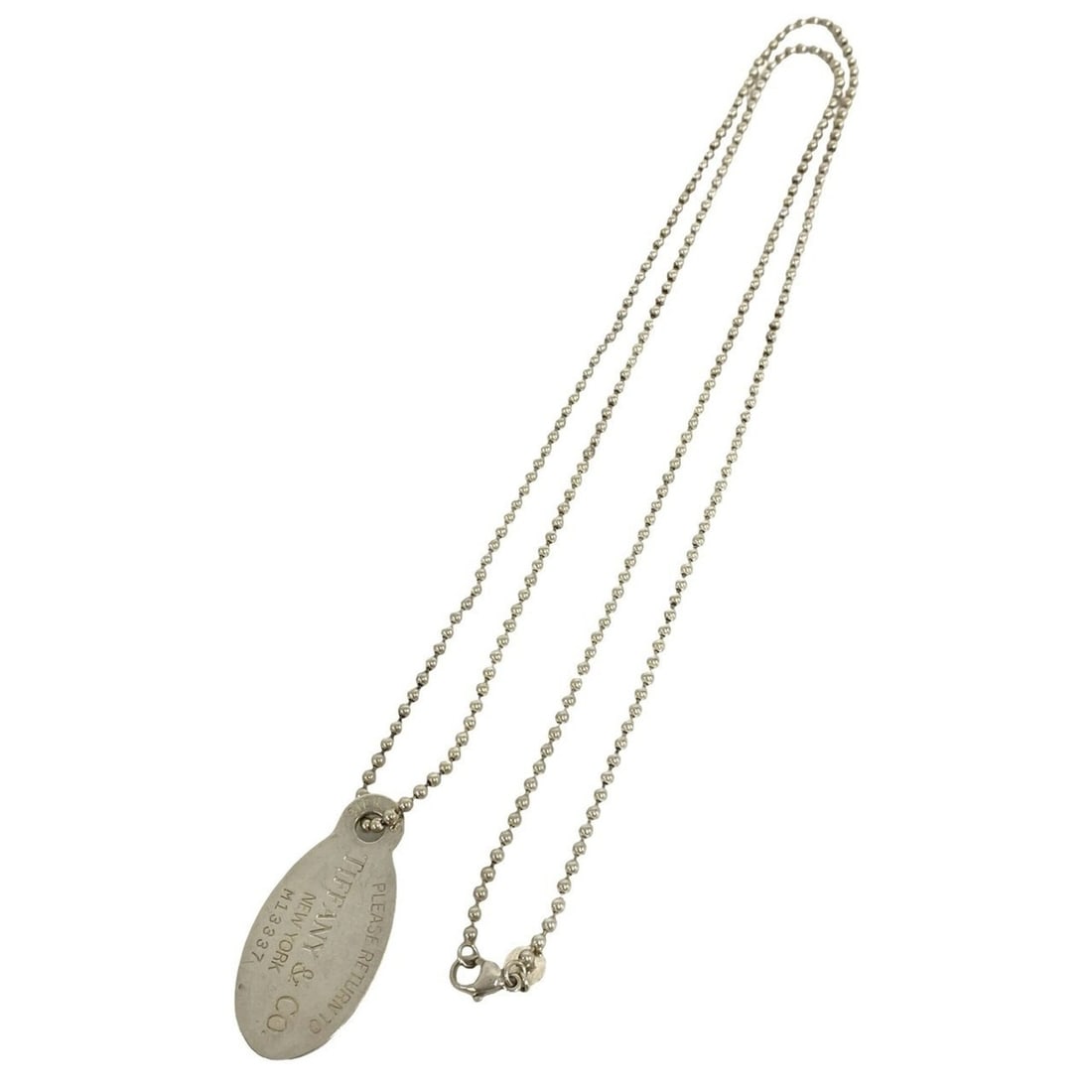 TIFFANY&Co. Tiffany Vintage Return to Oval Tag Necklace, Sterling Silver 925, Item No. 17635 (Free: --- Catalog ---Category: SizePendant Size: 43mm x 20mm / 1.69'' x 0.78''Neck Circumference: 87 cm / 34.25''Category: DesignColor: SilverGender: WomenMaterial: Silver 925Necklace Type: NecklaceCategory
