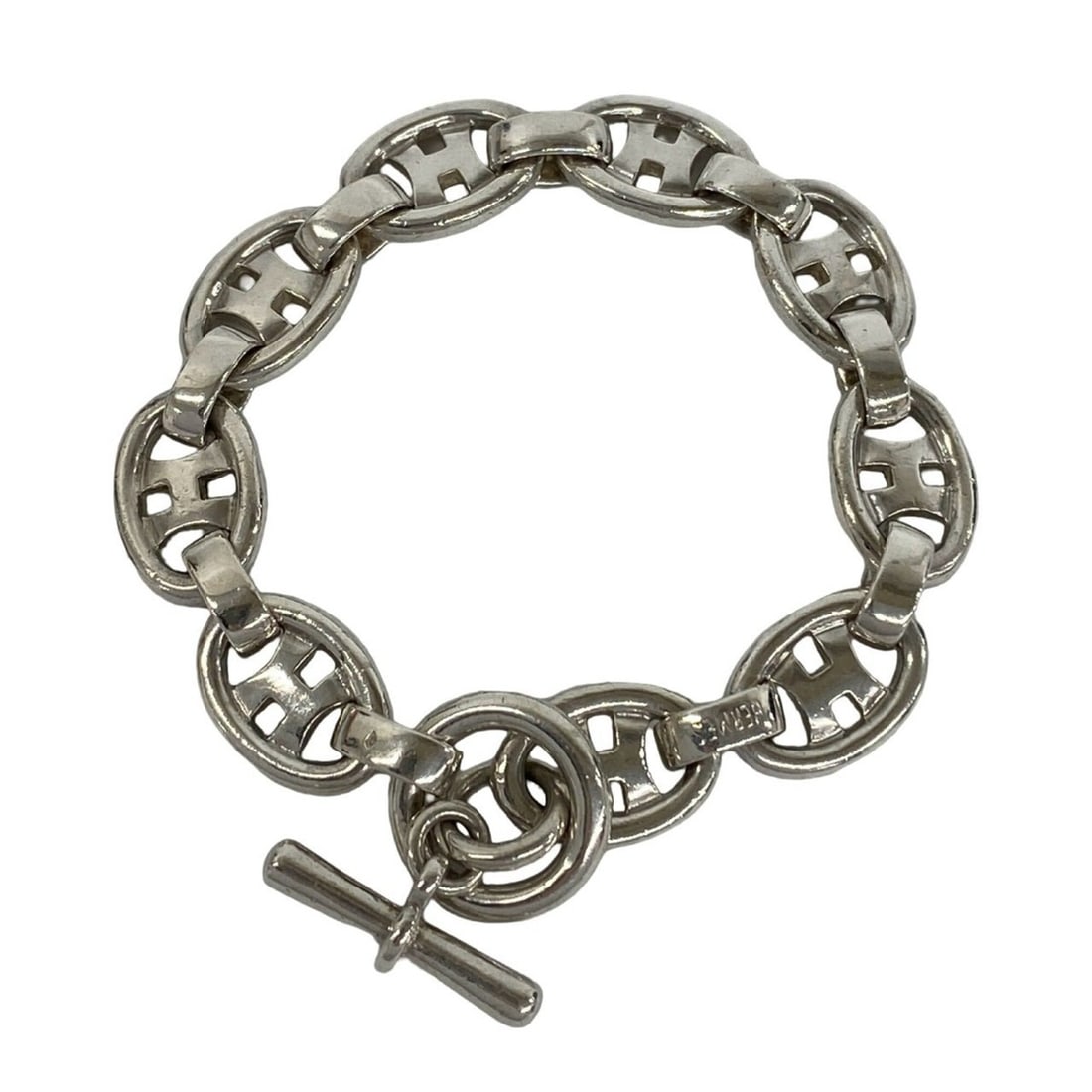 HERMES Vintage H Logo Bracelet, Sterling Silver 925, Accessory, Item No. 29922: --- Catalog ---Category: SizeLength: 16cm / 6.29''Category: DesignType: Charm braceletColor: SilverGender: WomenMaterial: Silver 925Category: GeneralBrand: Hermes--- Item List ---Section: ConditionRan