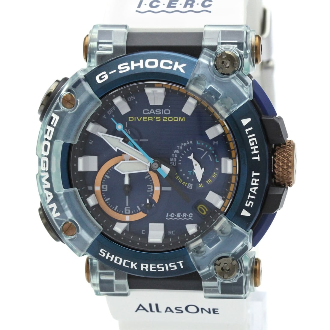 CASIO G-SHOCK Frogman Dolphin Whale 2021 30th Anniversary LTD Watch GWF-A1000K-2AJR Never Used: --- Catalog ---Category: SizeCase Diameter: 53mm / 2.09''Category: DesignType: WristwatchStyle: SportGender: MenColor (Dial): BlueMaterial (Band): RubberMaterial (Case): Carbon fiber, Stainless steelC