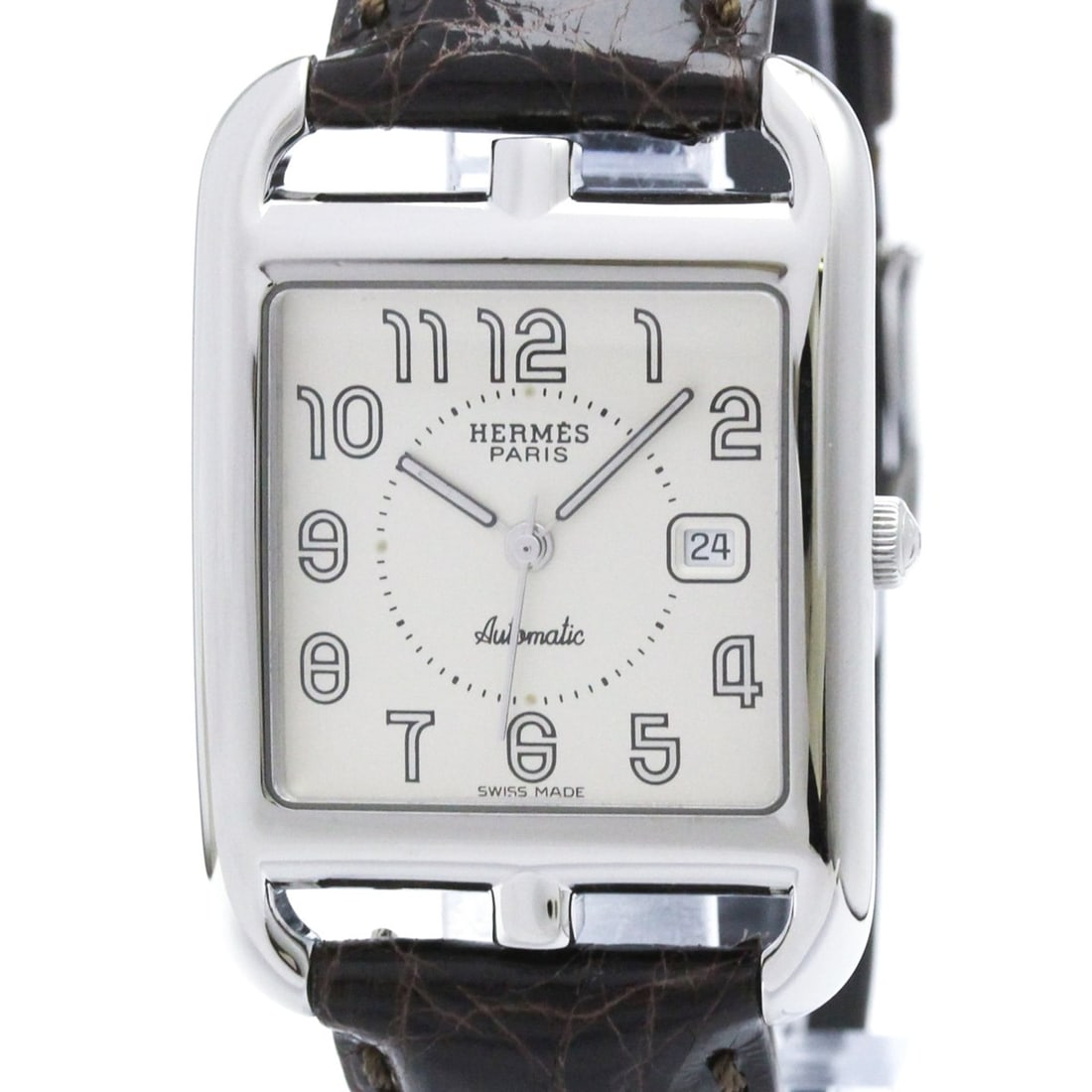 HERMES Cape Cod Steel Leather Automatic Mens Watch CC1.710 Polished (1 of 18)