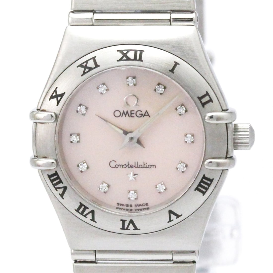 OMEGA Constellation Diamond Pink MOP Dial Quartz Watch 1562.65 Polished: --- Catalog ---Category: SizeCase Diameter: 22mm / 0.87''Category: DesignType: WristwatchStyle: Dress/FormalGender: WomenColor (Dial): Pink shellMaterial (Band): Stainless steelMaterial (Case): Stainl