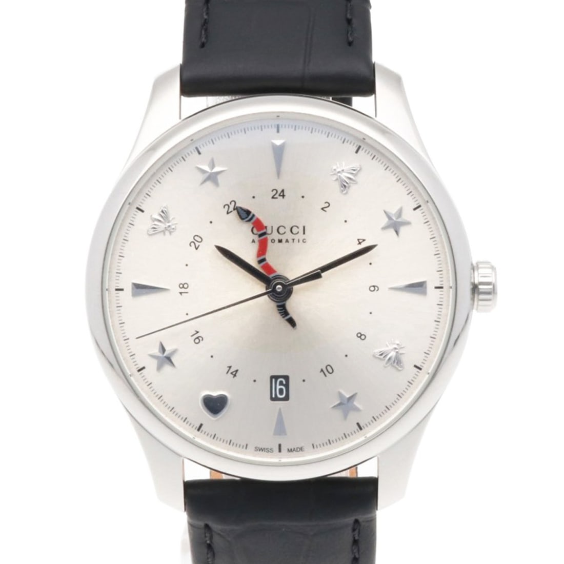 Gucci G-Timeless Watch, Stainless Steel, 126.3, Automatic Winding, Overhauled, Polished, Men's,: --- Catalog ---Category: SizeWrist Size: 15cm - 19.5cm / 5.9'' - 7.67''Case Diameter: 39.5mm / 1.56''Category: DesignType: WristwatchGender: MenColor (Dial): SilverMaterial (Case): Stainless steelCate