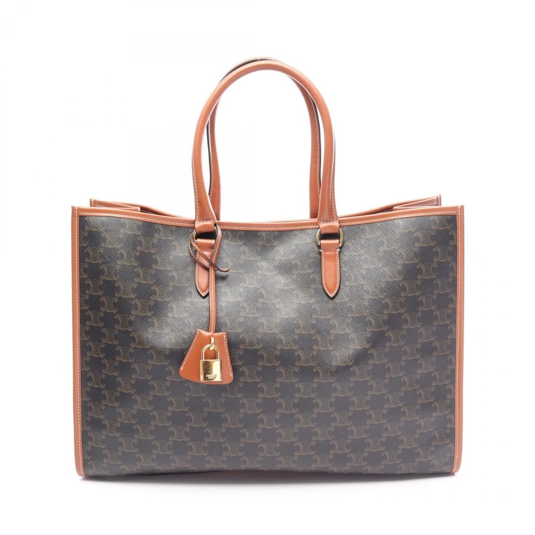 Celine Horizontal Cabas Triomphe Tote Bag Handbag, Coated Canvas Leather, Women's, Black/Brown: --- Catalog ---Category: SizeSize (HxWxD): 29cm x 42cm x 13.5cm / 11.41'' x 16.53'' x 5.31''Category: DesignType: Handbag, Tote bagColor: Black, BrownGender: WomenMaterial: Coated canvas , Leather Cat