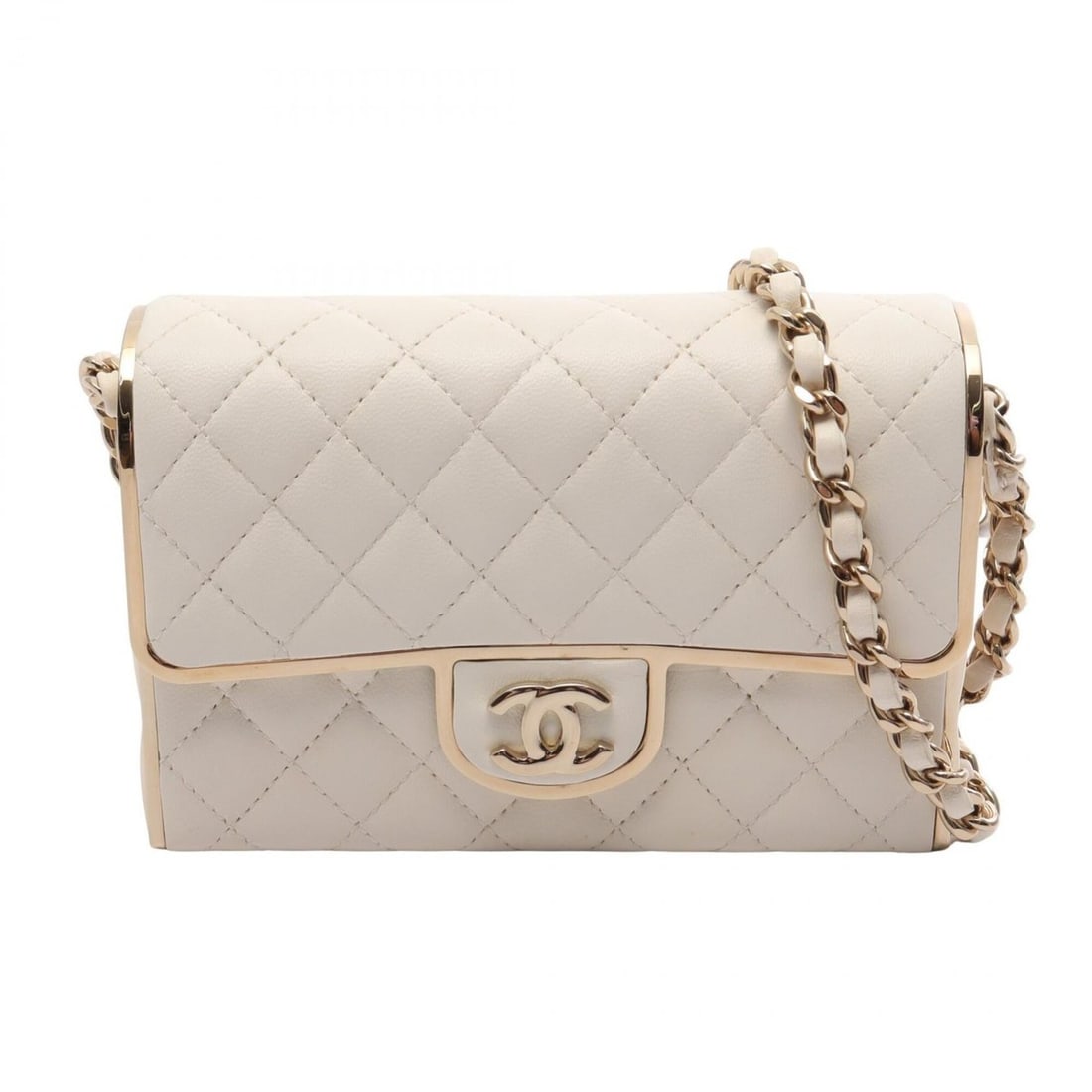Chanel Matelassé Mini Minaudière Evening Shoulder Bag/Handbag, Lambskin Leather, Women's, White: --- Catalog ---Category: SizeSize (HxWxD): 9cm x 13cm x 3cm / 3.54'' x 5.11'' x 1.18''Category: DesignType: Handbag, Shoulder bagColor: WhiteGender: WomenMaterial: Leather Leather/Fur Type: LambskinCa