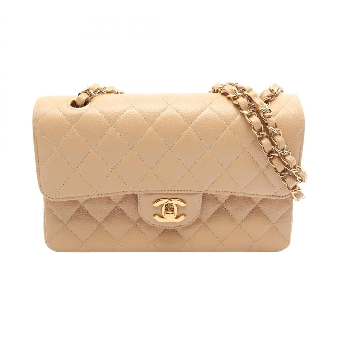Chanel Matelassé Double Flap Shoulder Bag/Handbag, Caviar Leather (Grained Calfskin), Women's,: --- Catalog ---Category: SizeSize (HxWxD): 14cm x 23cm x 6cm / 5.51'' x 9.05'' x 2.36''Category: DesignType: Handbag, Shoulder bagColor: BeigeGender: WomenMaterial: Grained Calfskin Category: GeneralB