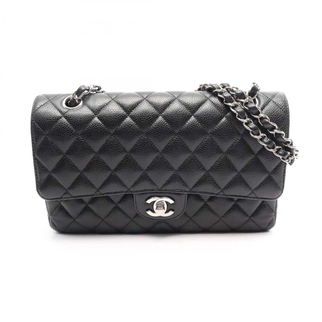 Chanel Matelassé Double Flap Shoulder Bag/Handbag, Caviar Leather (Grained Calfskin), Women's,: --- Catalog ---Category: SizeSize (HxWxD): 16cm x 25cm x 6.5cm / 6.29'' x 9.84'' x 2.55''Category: DesignType: Handbag, Shoulder bagColor: BlackGender: WomenMaterial: Grained Calfskin Category: Genera