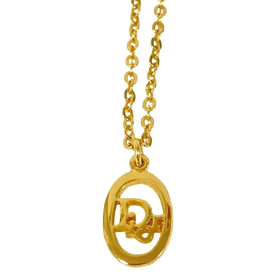Christian Dior Vintage Logo Chain Necklace GP Gold Color Women's: --- Catalog ---Category: SizePendant Size: 18mm x 11mm / 0.7'' x 0.43''Neck Circumference: 44 cm / 17.32''Category: DesignColor: GoldGender: WomenNecklace Type: NecklaceCategory: GeneralBrand: