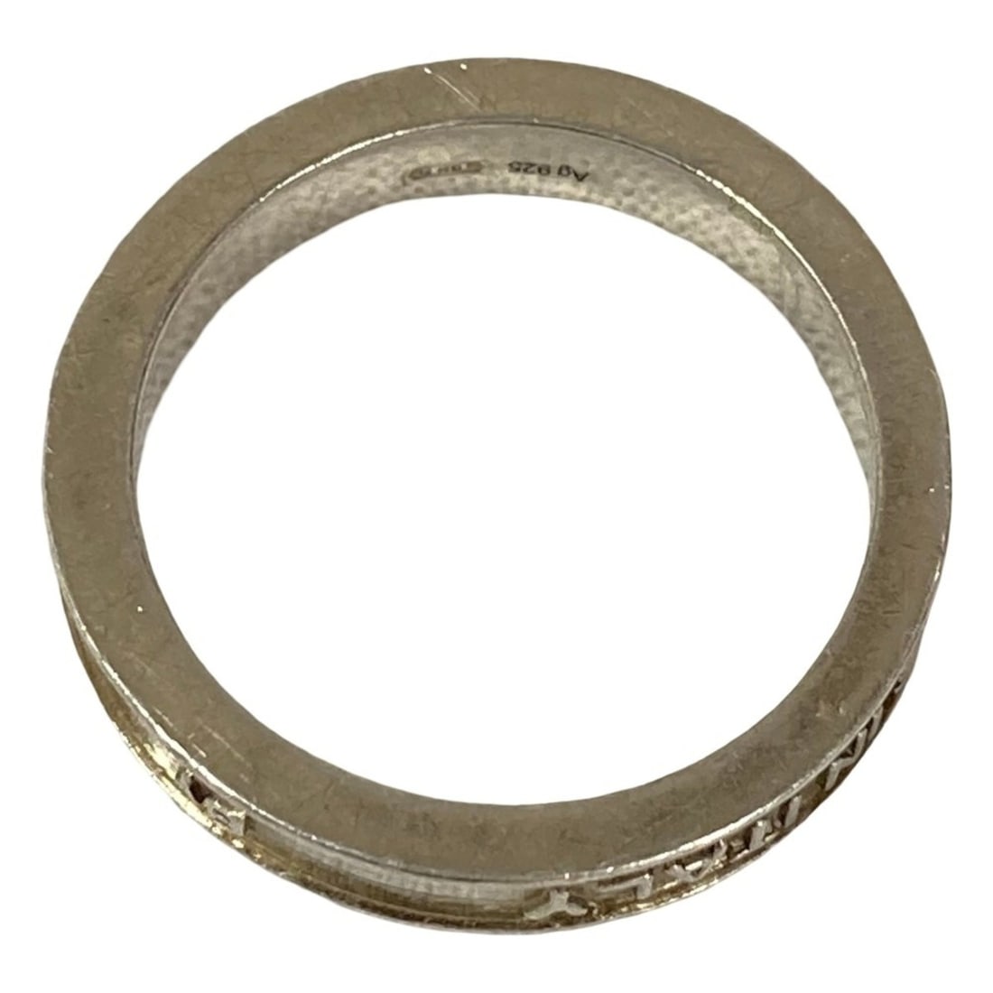GUCCI Interlocking G Script Logo Ring, 925 Sterling Silver, Size 2, Men's - 10