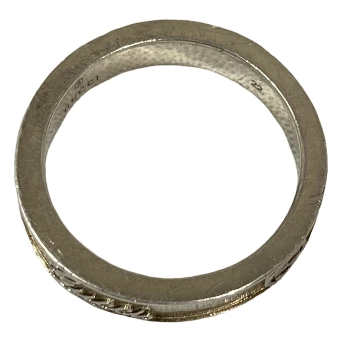 GUCCI Interlocking G Script Logo Ring, 925 Sterling Silver, Size 2, Men's - 4