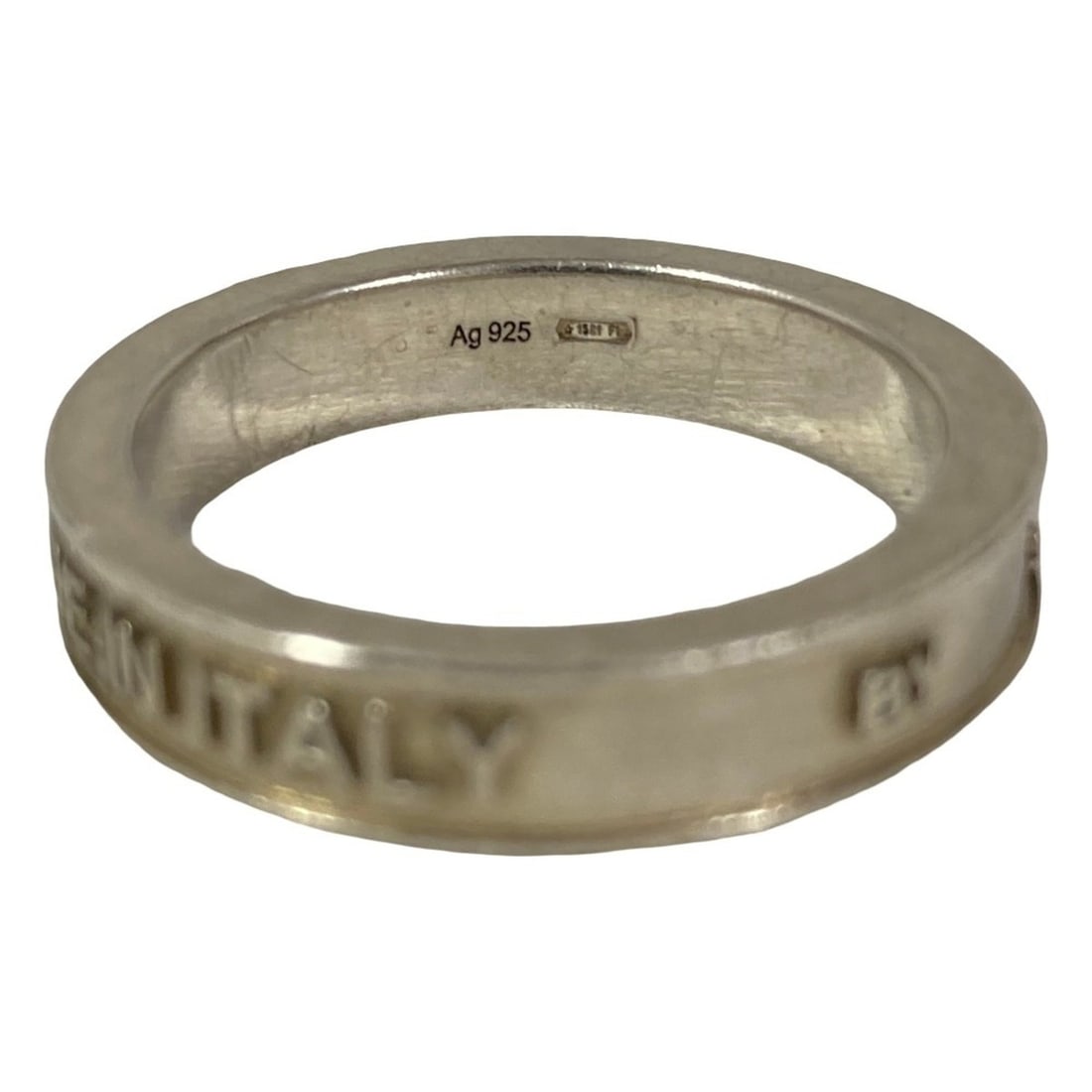GUCCI Interlocking G Script Logo Ring, 925 Sterling Silver, Size 2, Men's - 6
