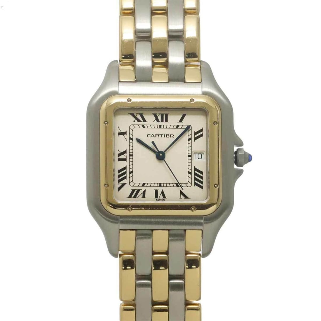 Cartier Panthère LM 3-Row 83083444 Men's Watch, Date, Ivory, Quartz Watch: --- Catalog ---Category: SizeWrist Size: 19cm / 7.48''Case Diameter: 29mm / 1.14''Category: DesignType: WristwatchGender: MenColor (Dial): IvoryMaterial (Band): Stainless steel, Yellow goldMaterial (C