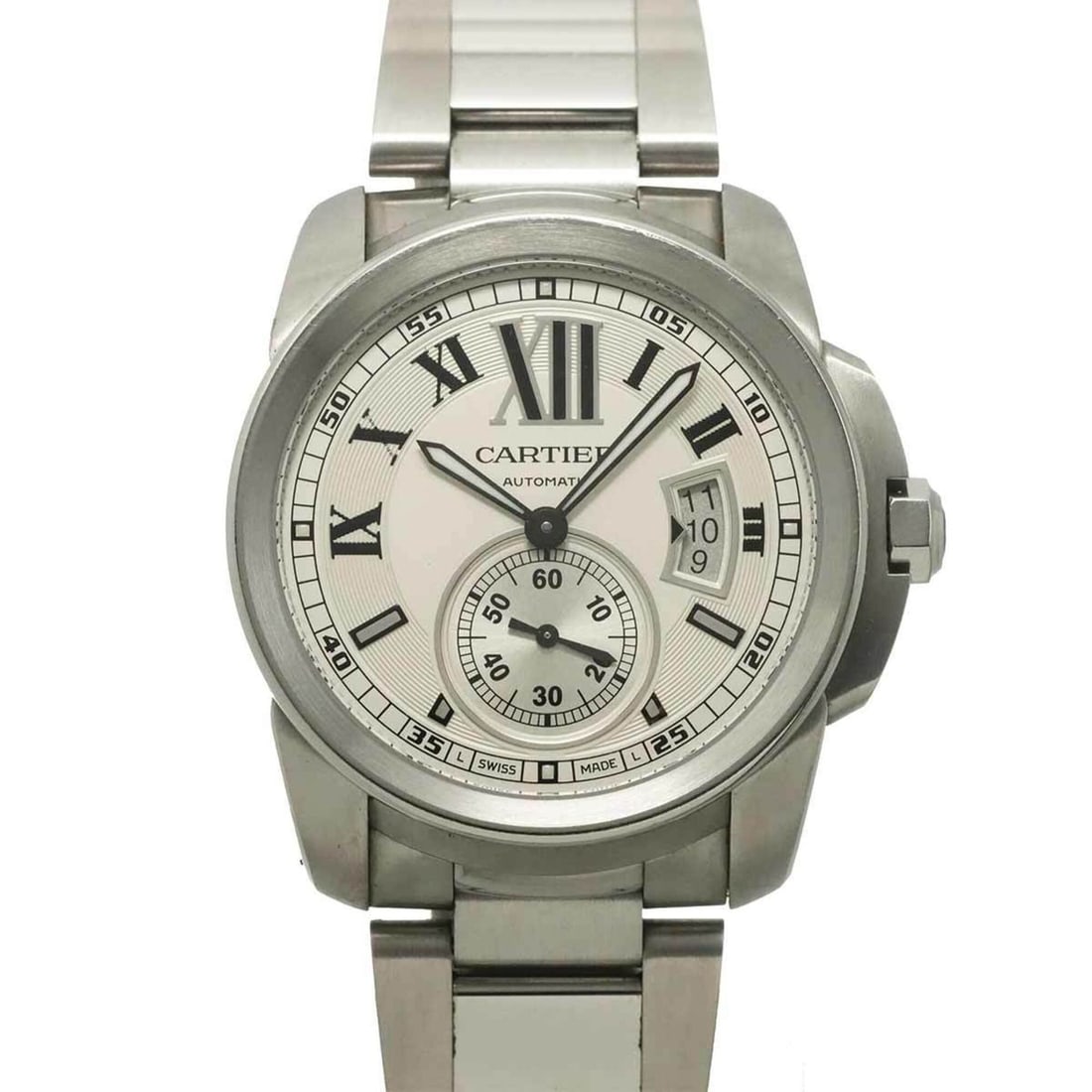 Cartier Calibre de W7100015 Men's Watch, Date, Silver, Small Seconds, Automatic Winding