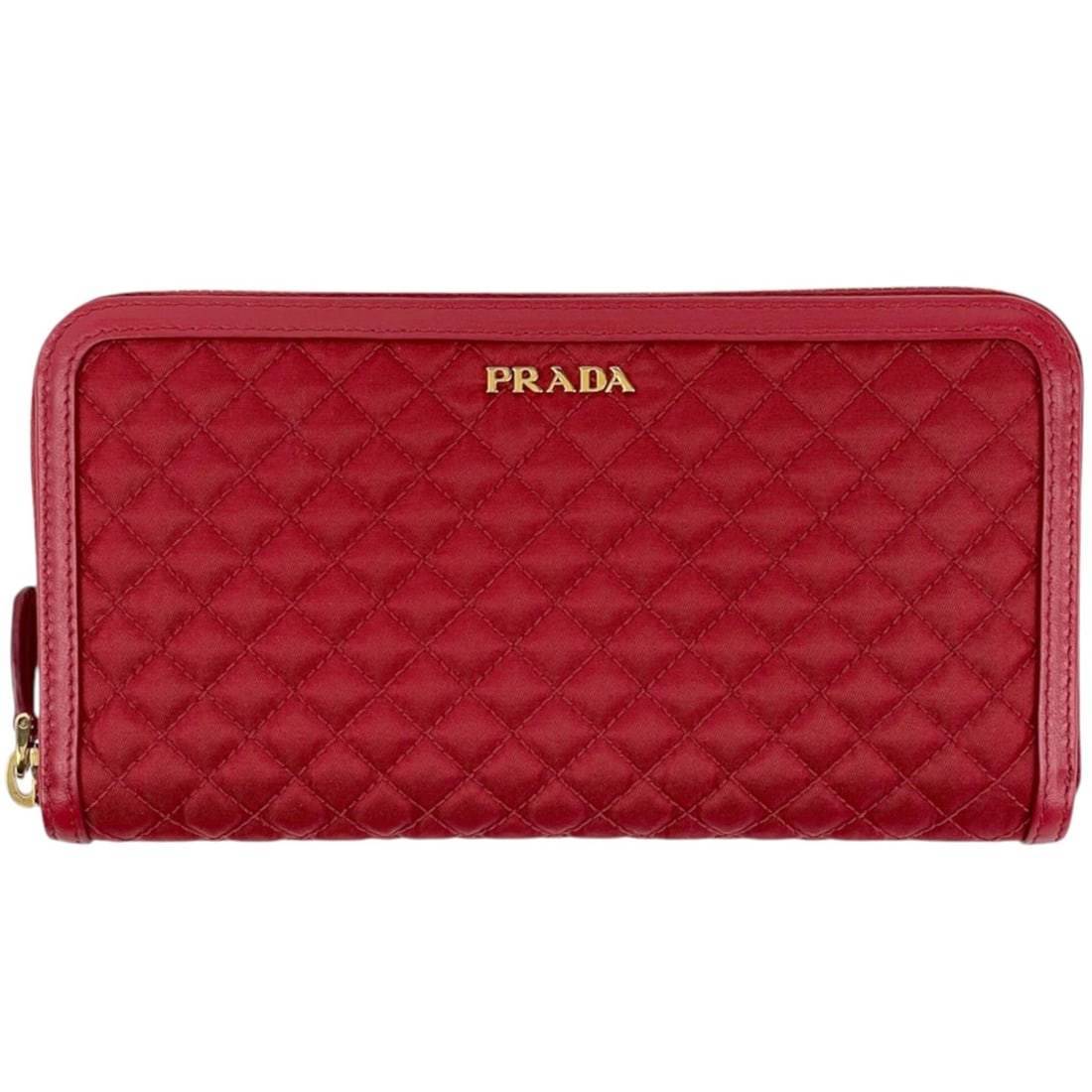 Prada PRADA Long Wallet, Round Zipper, Canvas, Red, 1M0506, Women's: --- Catalog ---Category: SizeSize (HxWxD): 11cm x 20cm x 2.5cm / 4.33'' x 7.87'' x 0.98''Category: DesignType: Long wallet (bi-fold)Color: Red colorGender: WomenMaterial: Canvas , Leather Category: Ge