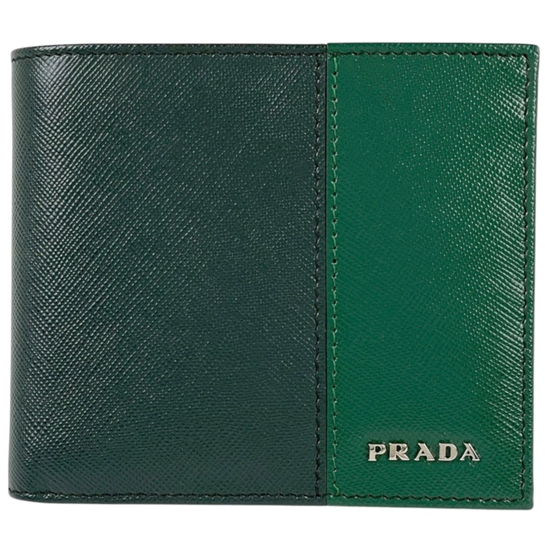 Prada bi-fold wallet, Saffiano leather, green, 2M0738, women's.