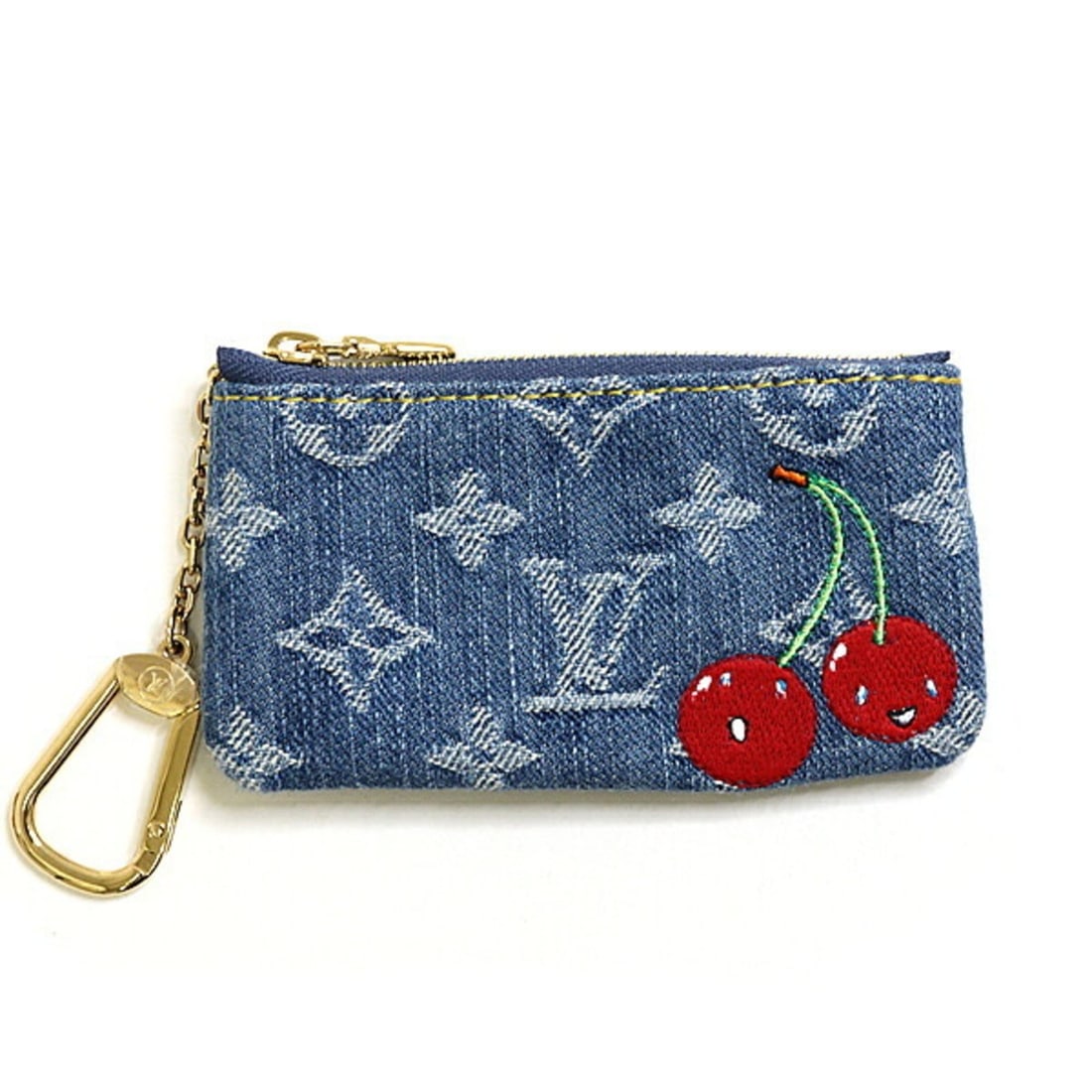 Louis Vuitton x Takashi Murakami LV TM Card & Key Case Pochette Clé Coin Cherry Monogram Denim
