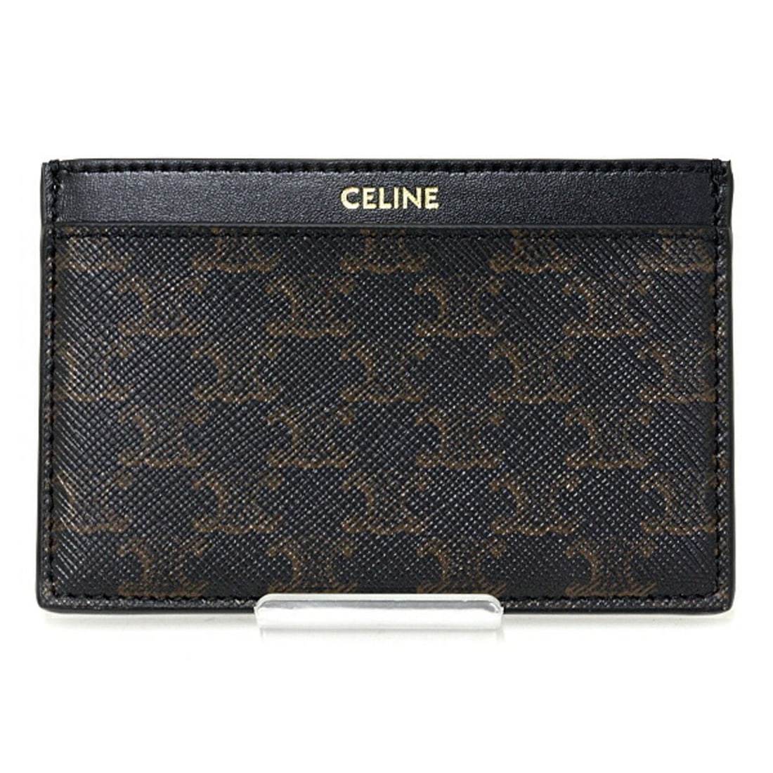 Celine Triomphe Card Holder, Case, Pass Business PVC, Calf Leather, Black, Brown