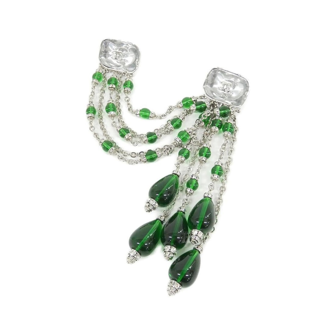 Chanel ABH851 Pin Brooch: --- Catalog ---Category: SizeSize (HxWxD): 15cm x 13.5cm / 5.9'' x 5.31''Category: DesignType: Pin broochColor: Clear, Green, SilverGender: WomenCategory: GeneralMPN: ABH851Brand: Chanel--- Item List 