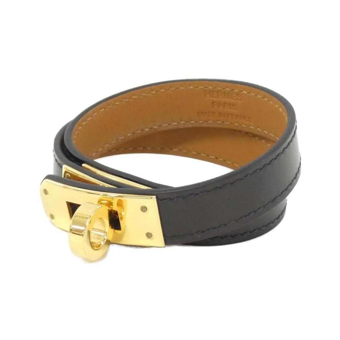 Hermes Kelly Double Tour 068438CC Bracelet: --- Catalog ---Category: SizeLength: 15cm / 5.9''Category: DesignType: Charm braceletColor: Black, GoldGender: WomenMaterial: Box calf leatherCategory: GeneralMPN: 068438CCBrand: Hermes--- Item List