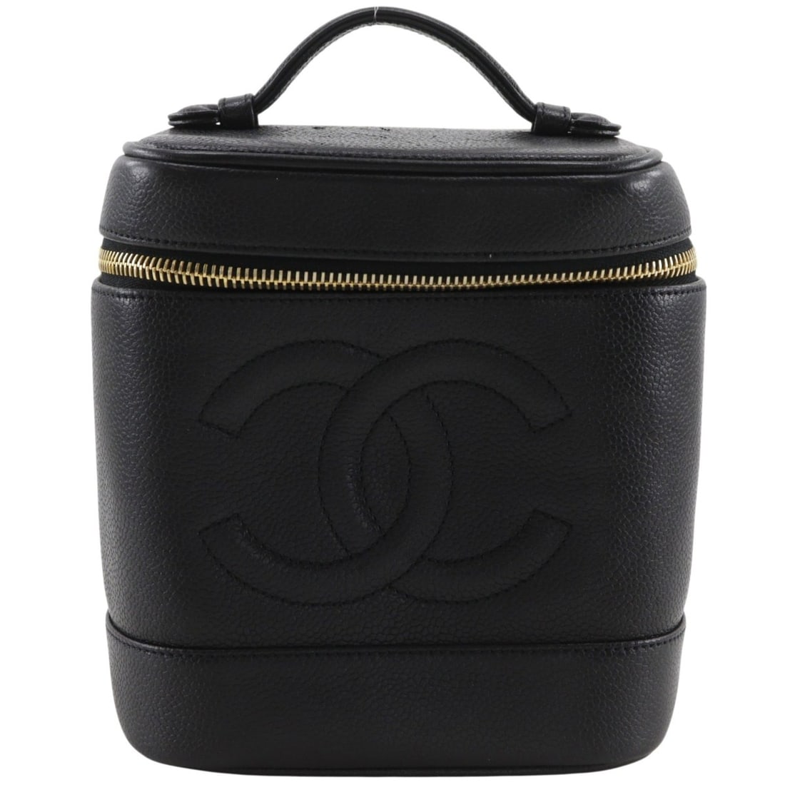 Chanel Coco Mark Vanity Case A01998 Caviar Leather Black for Women: --- Catalog ---Category: SizeSize (HxWxD): 17cm x 15cm x 13cm / 6.69'' x 5.9'' x 5.11''Category: DesignColor: BlackGender: WomenMaterial: Grained Calfskin Category: GeneralMPN: A01998Brand: Chanel--- 