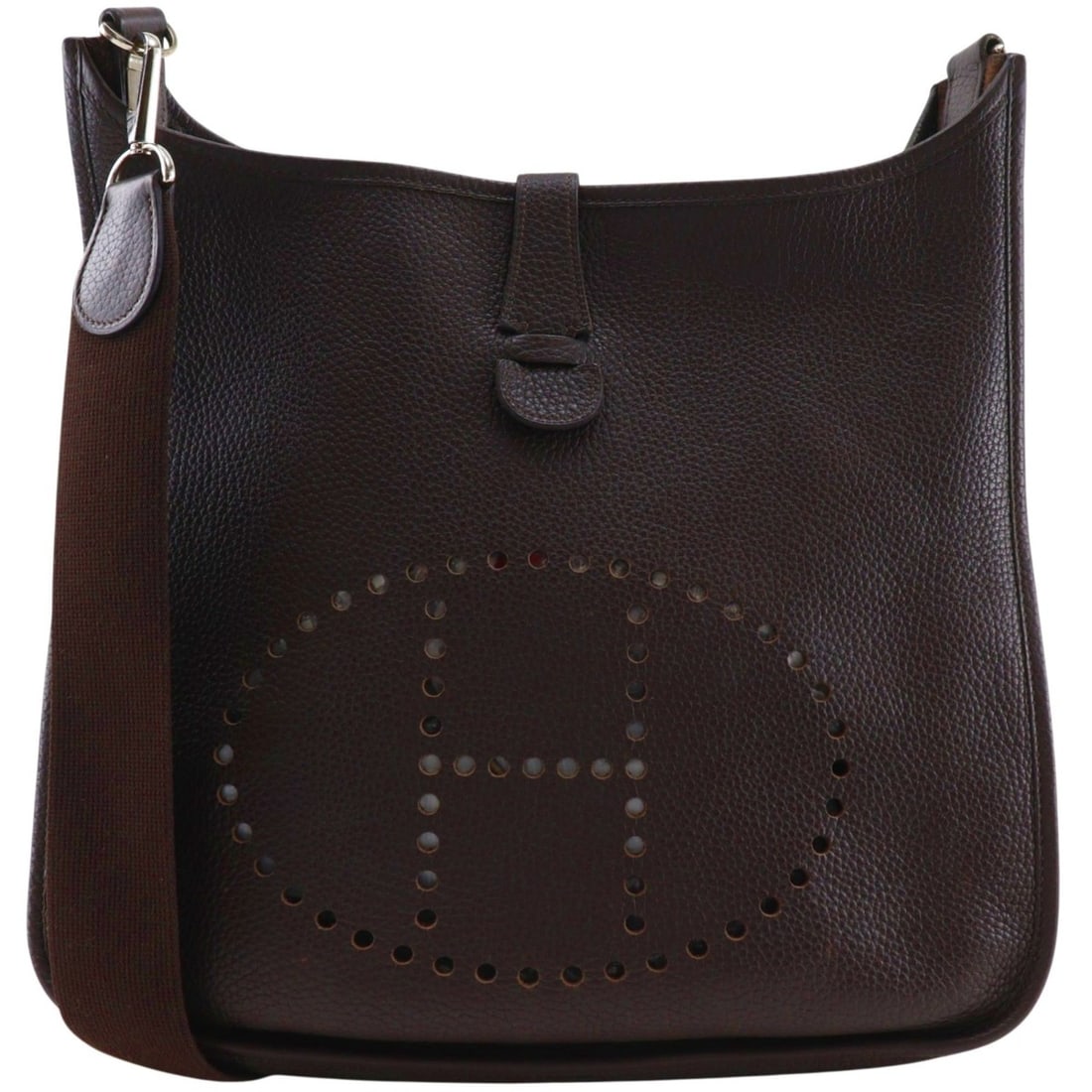 Hermes Evelyne 1GM Shoulder Bag, Taurillon Clemence Leather, 2006 Model, Brown, ?J A4, Women's.: --- Catalog ---Category: SizeSize (HxWxD): 30cm x 32cm x 8cm / 11.81'' x 12.59'' x 3.14''Category: DesignType: Shoulder bagColor: BrownGender: WomenMaterial: Taurillon clemence leather Category: Gener