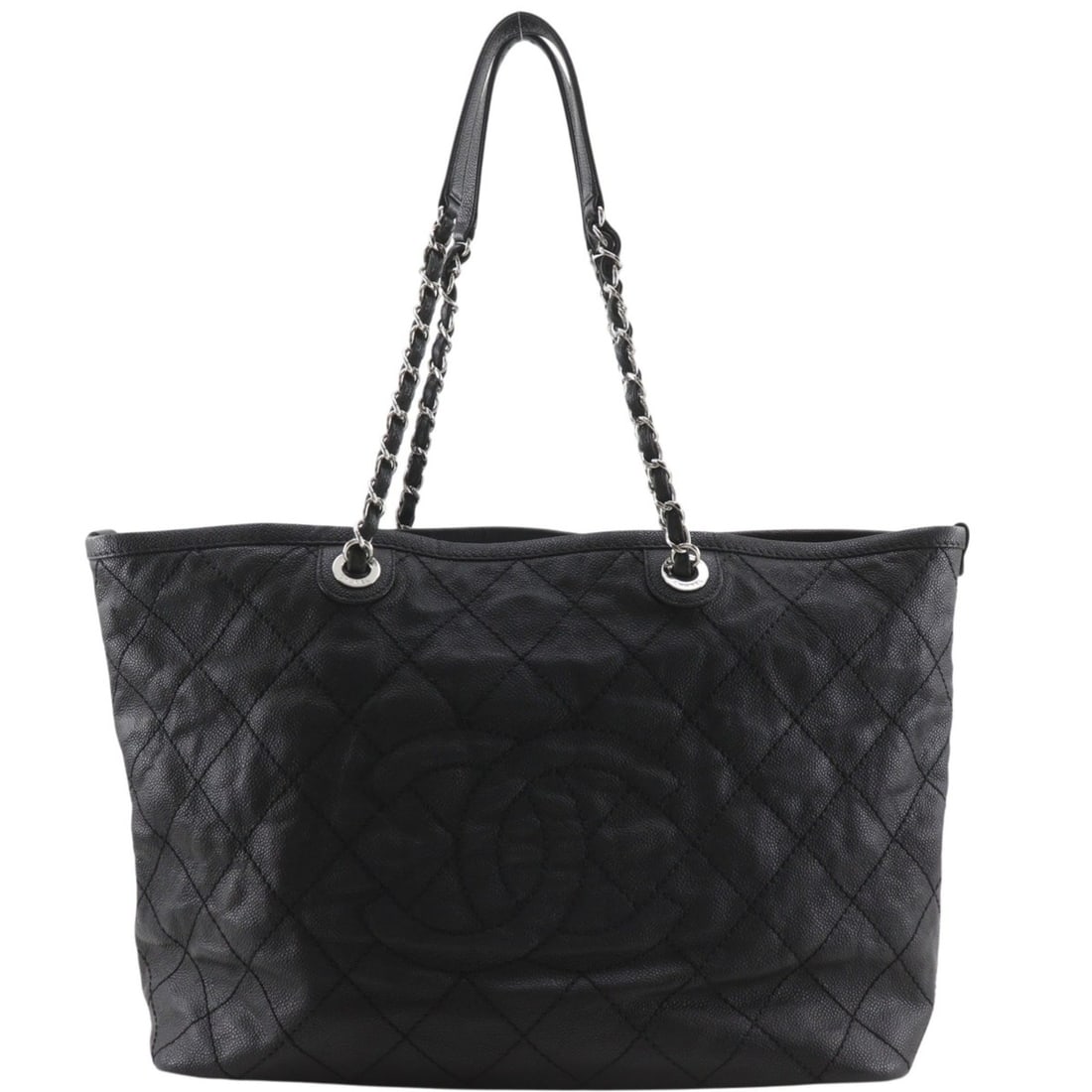 Chanel Chain Tote Bag, Matelassé, Coco Mark, Caviar Leather, Black, A4 Size, Women's.: --- Catalog ---Category: SizeSize (HxWxD): 31cm x 40cm x 17cm / 12.2'' x 15.74'' x 6.69''Category: DesignType: Tote bagColor: BlackGender: WomenMaterial: Grained Calfskin Category: GeneralBrand: Chane