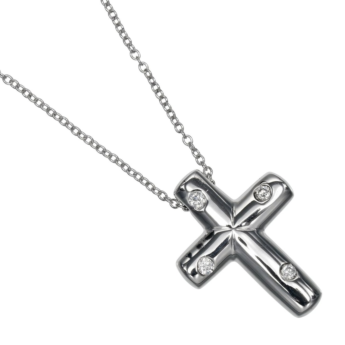 Tiffany & Co. Dots Cross Necklace, Pt950 Platinum, Diamond, Approx. 7.59g.