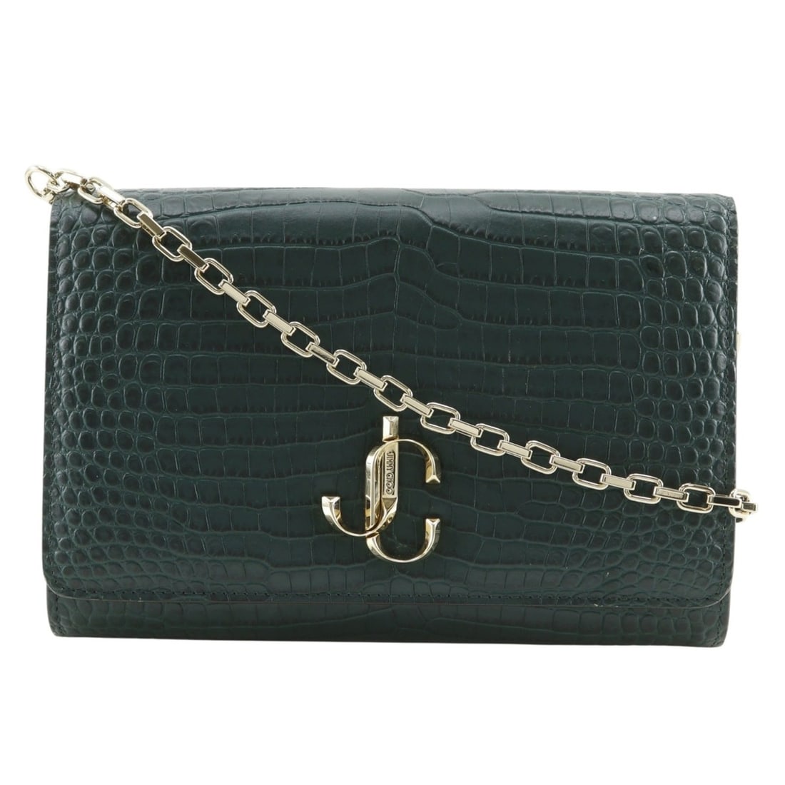 Jimmy Choo Varenne Shoulder Bag, 2-Way Clutch, Embossed Leather, Green, Women's: --- Catalog ---Category: SizeSize (HxWxD): 14cm x 21cm x 5cm / 5.51'' x 8.26'' x 1.96''Category: DesignType: Shoulder bagColor: GreenGender: WomenMaterial: Leather Category: GeneralBrand: Jimmy Choo--