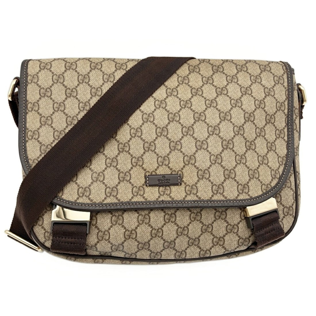 Gucci GG Supreme Shoulder Bag 201732 Canvas Leather Beige Brown Men's GUCCI