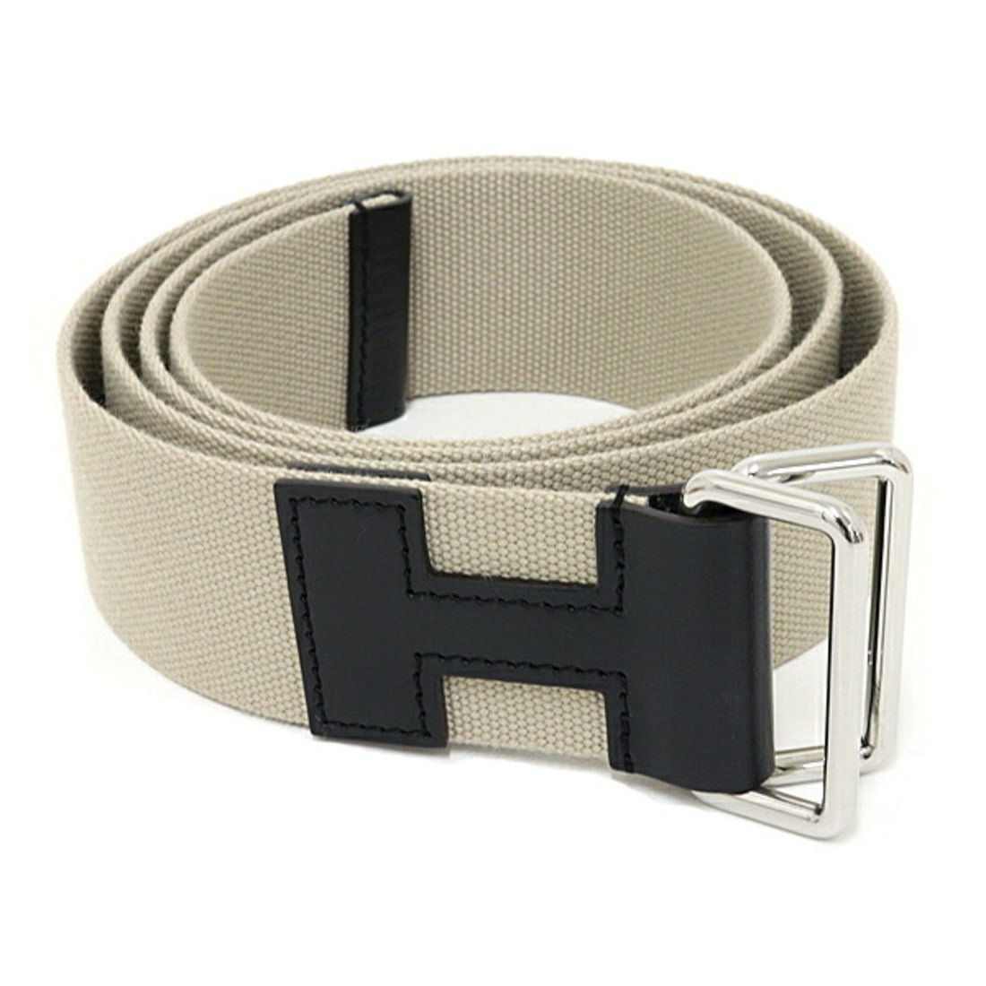 Hermes Nomade 40 Belt, Canvas Leather, H081697CKAAM, Black/Beige, W Stamp (Made in 2024): --- Catalog ---Category: SizeWidth: 4cm / 1.57''Length: 116cm / 45.66''Weight: 102g / 3.59oz.Category: DesignType: Standard beltColor: Beige, BlackGender: Women,MenMaterial (Strap): Textile Material (