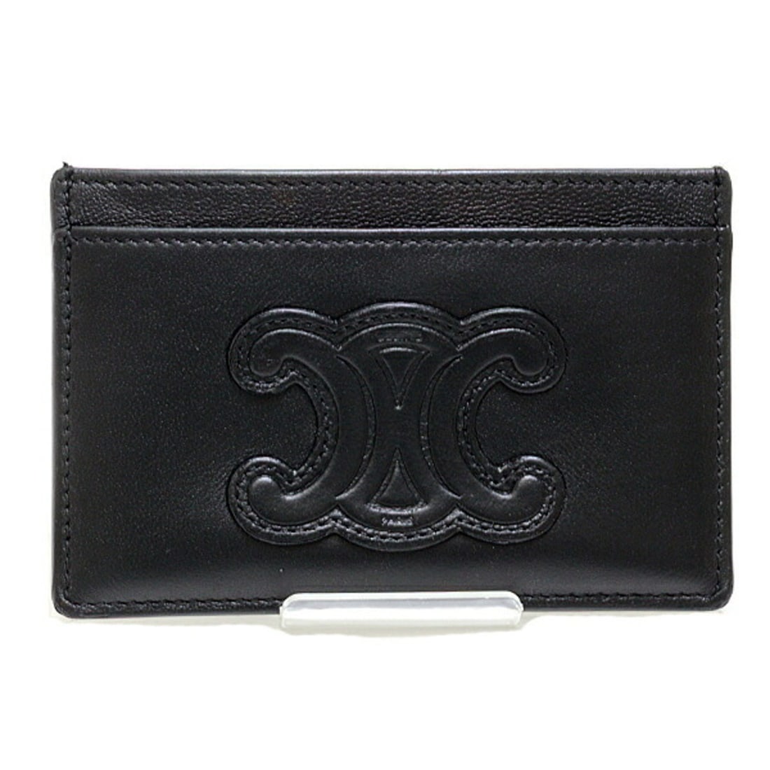 Celine Cuir Triomphe Card Holder, Case, Business Shiny Calfskin, Black