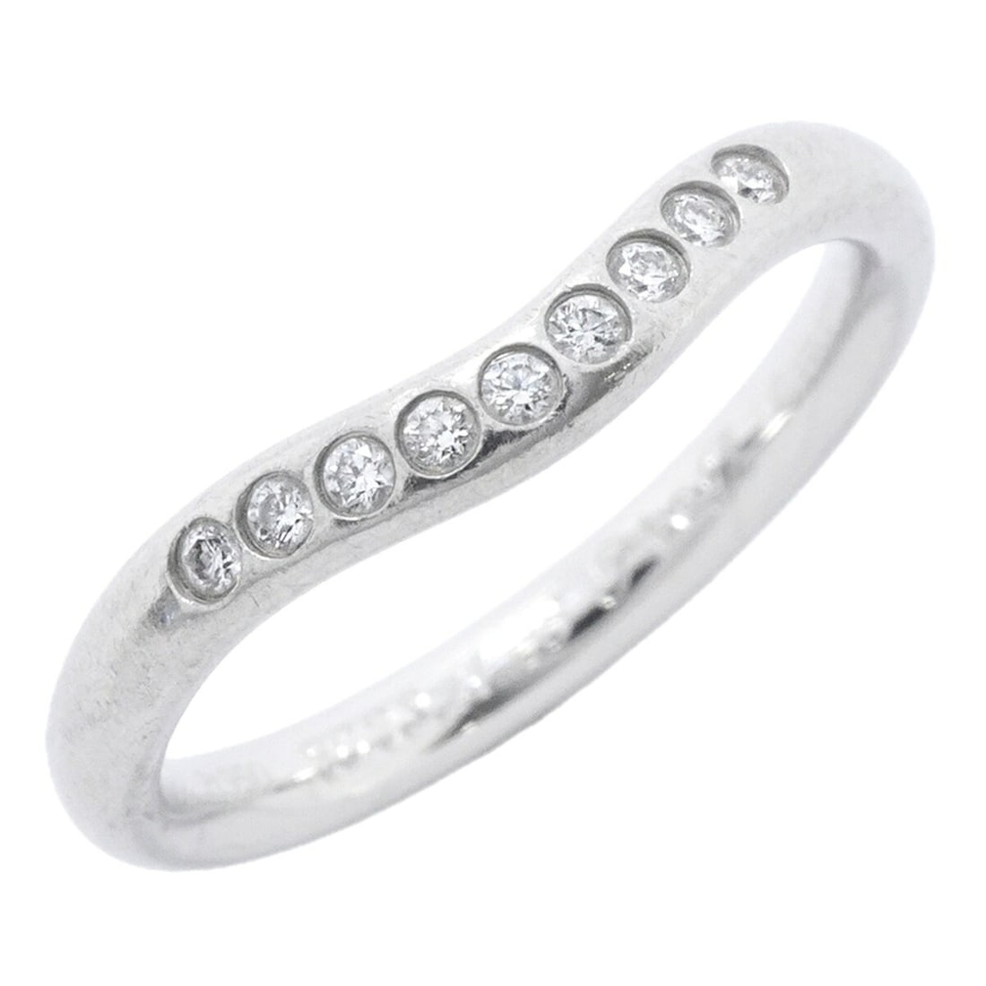 Tiffany & Co. Curved Band Ring, Pt950 Platinum, Diamond, Size 7.5, Women's