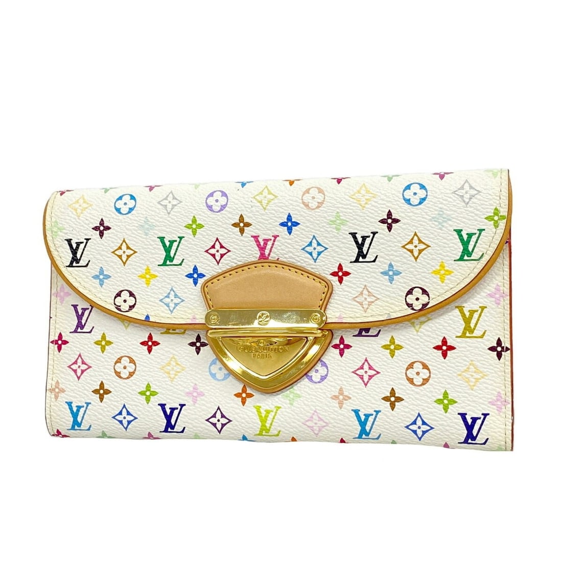 Louis Vuitton Tri-fold Long Wallet Monogram Multicolor Portefeuille Eugenie M93736 Blanc Rich Ladies
