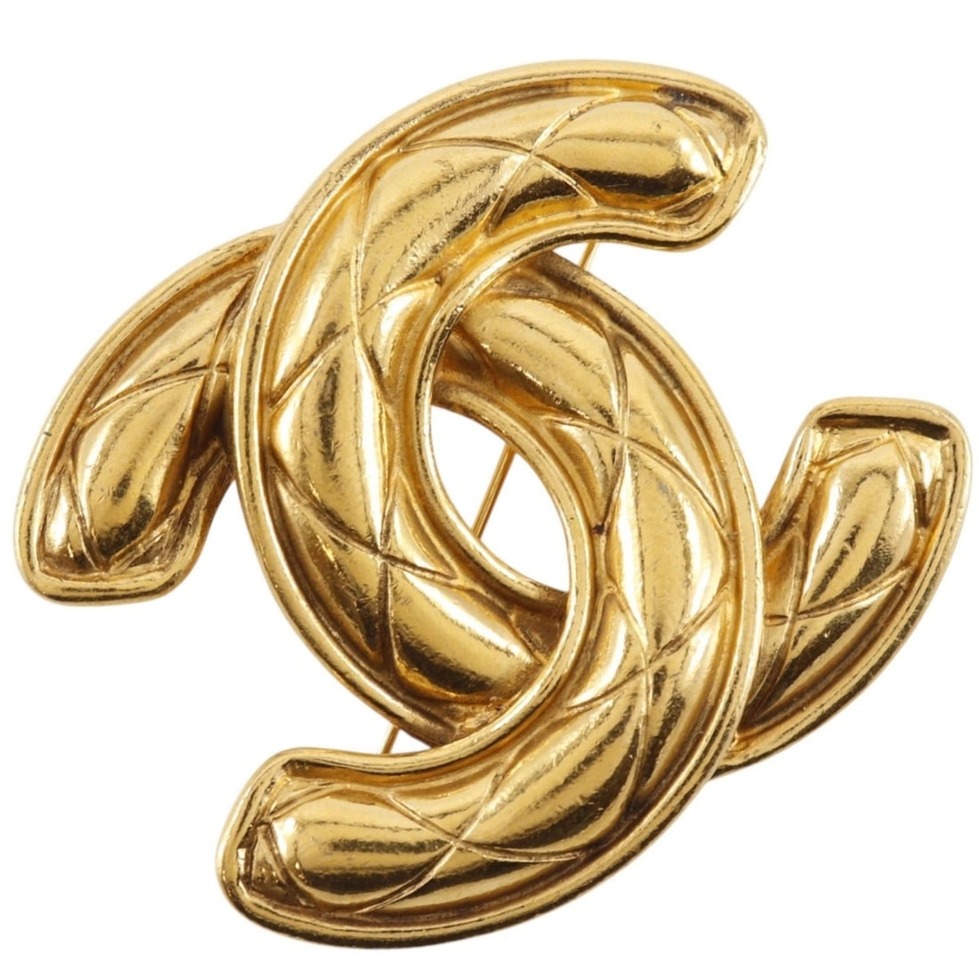 Chanel Coco Mark Brooch, Matelassé, Gold Plated, Approx. 33.2g, Women's.